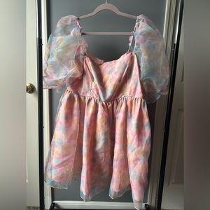 SHEIN Tie Dye Puff Sleeve Dress 2X